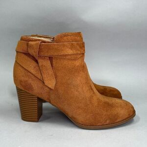 ZBY Ankle Boots Women's Size‎ 8.5 Rust Brown Suede Heeled Ankle Booties